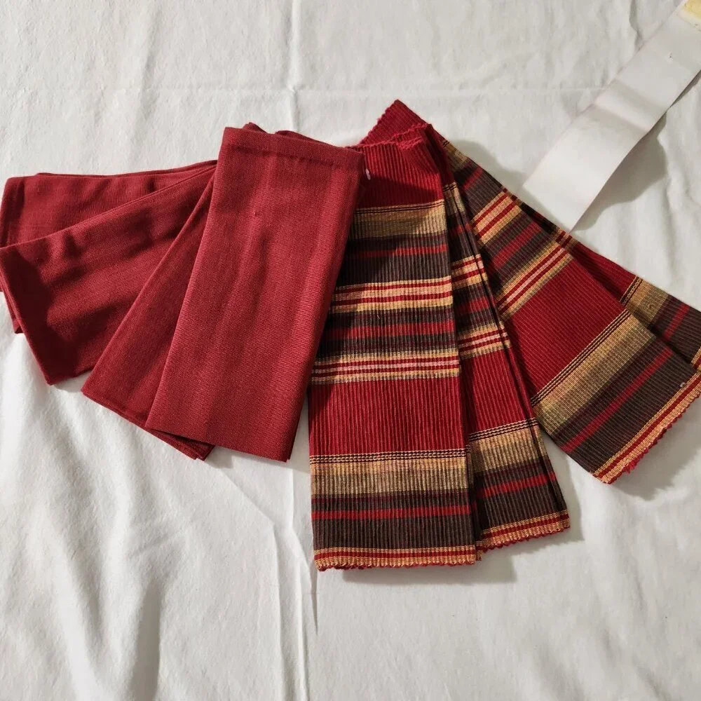 Kerala Kreations Multi-Color Burgundy 100% Cotton Placemats & Napkin Set Modern